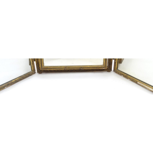 17 - Carved gilt wood triple aspect mirror, 69cm high x 100cm wide