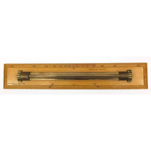 18 - Captain Field's Improved wooden and brass rolling ruler, Hudson & Sons, Greenwich, housed in a blue ... 