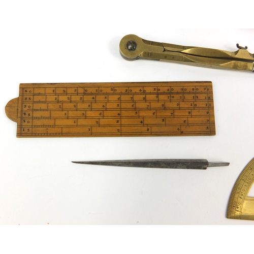 22 - Two shagreen drawing instrument cases - one with rulers and compasses, the larger 17.5cm long