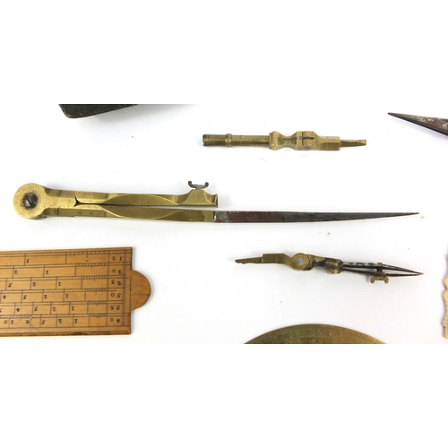 22 - Two shagreen drawing instrument cases - one with rulers and compasses, the larger 17.5cm long