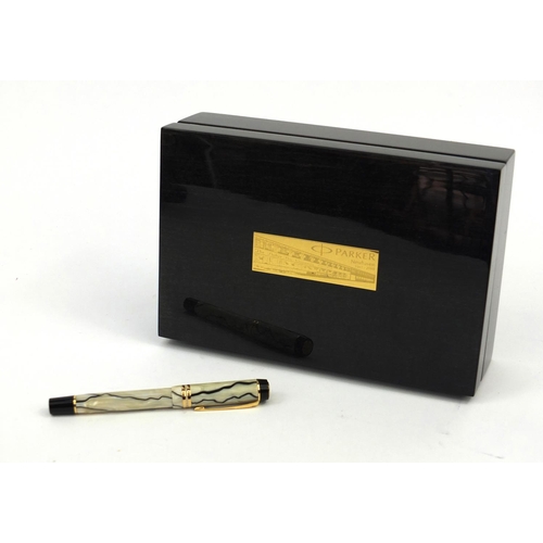 74 - Boxed staff limited edition Parker pen Duofold with certificate, number 49/175