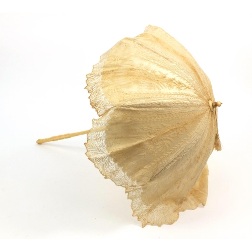 162 - Ivory handled silk parasol in a J. Duvelleroy box, by appointment London 167 Regent Street, 64cm lon... 