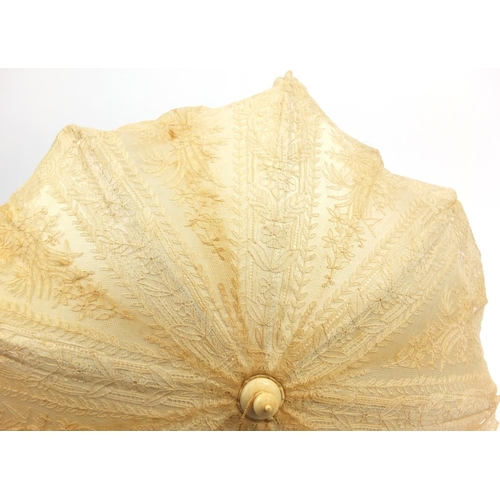 162 - Ivory handled silk parasol in a J. Duvelleroy box, by appointment London 167 Regent Street, 64cm lon... 