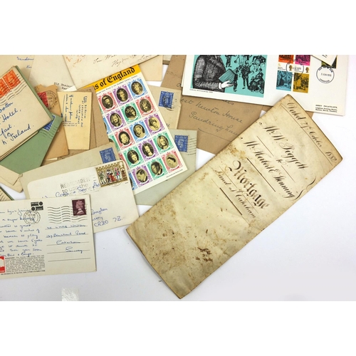 291 - Postal history including covers to Lady and Sir Frederick Williams, Sandringham, Norfolk, vellum doc... 