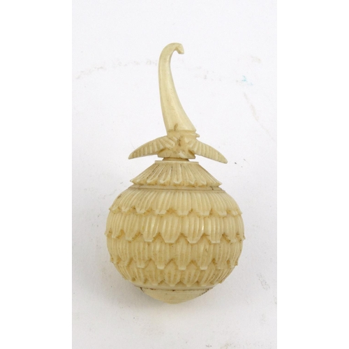 620 - Oriental Chinese floral carved ivory scent bottle, 6.5cm high