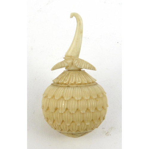 620 - Oriental Chinese floral carved ivory scent bottle, 6.5cm high