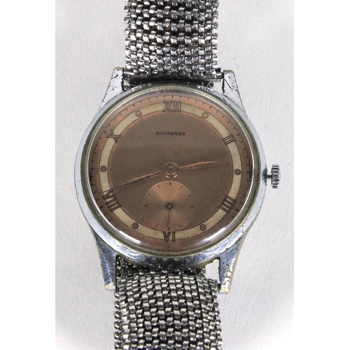 1283 - Bucherer stainless steel wristwatch, 3.5cm diameter