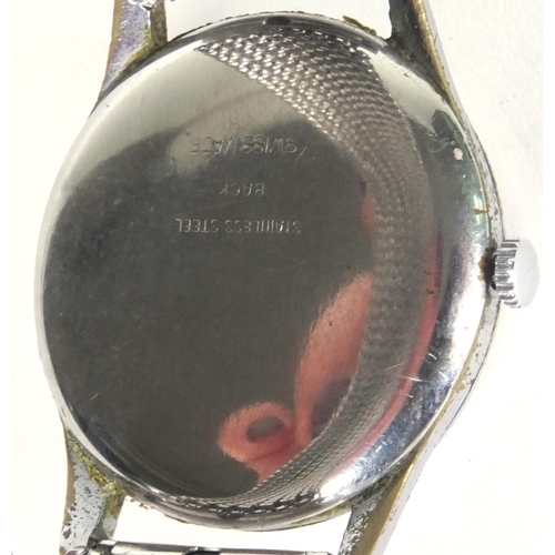 1283 - Bucherer stainless steel wristwatch, 3.5cm diameter