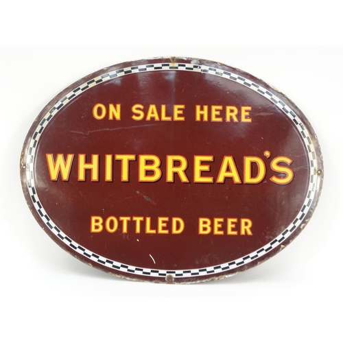 244 - Vintage Whitbreads enamel advertising sign 'On Sale Here Whitbreads Bottled Beer', 82cm wide