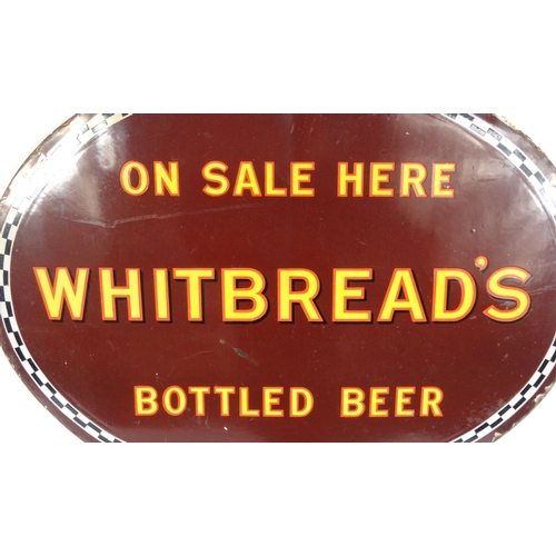 244 - Vintage Whitbreads enamel advertising sign 'On Sale Here Whitbreads Bottled Beer', 82cm wide