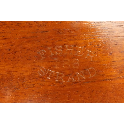 70 - Victorian coromandel brass bound writing slope, 'Fisher 188 Strand' stamped to inside, 40cm x 24cm