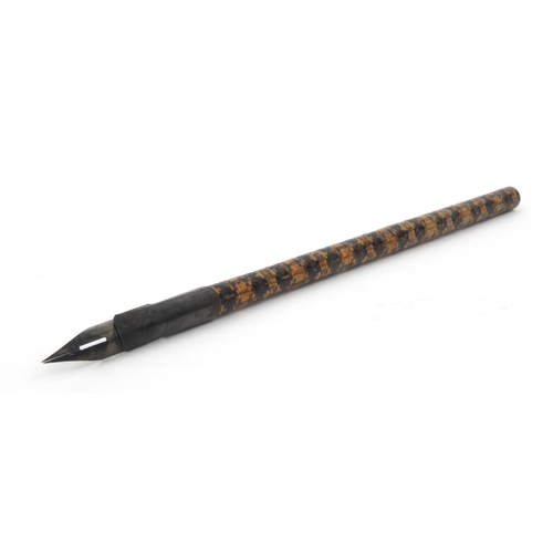 98 - Victorian wooden Tunbridge ware dip pen, 17cm long