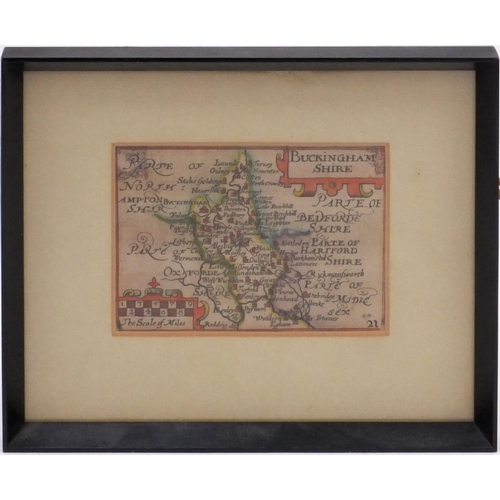 280 - Antique framed hand coloured map 'White Island', together with 'Northampton', each 12cm x 8cm exclud... 