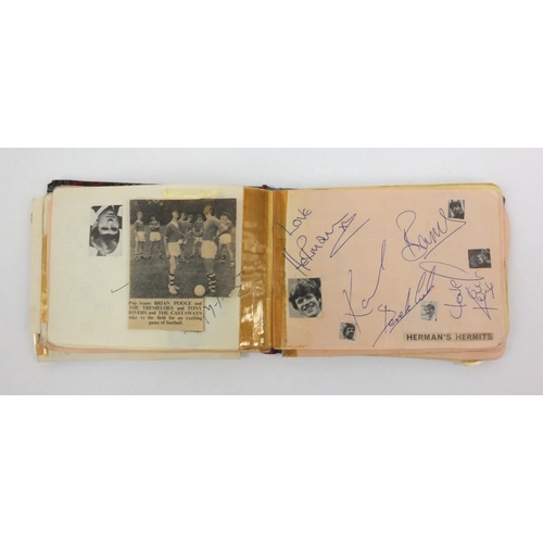 448 - Autograph album with autographs including cricketers, pop groups including The Searchers, Herman's H... 