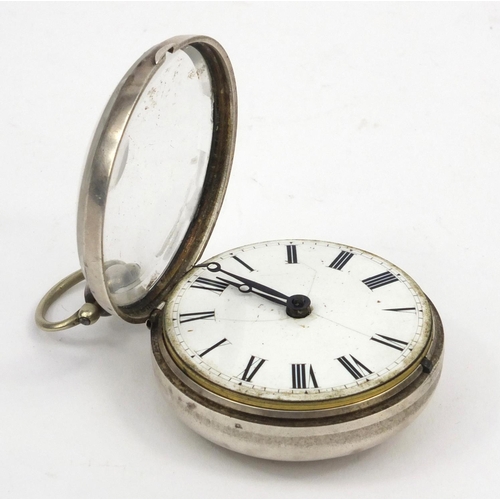 1292 - Drumond silver pair case pocket watch, numbered 3736 to the movement, 5.5cm diameter