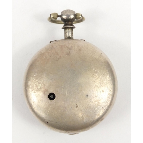 1292 - Drumond silver pair case pocket watch, numbered 3736 to the movement, 5.5cm diameter