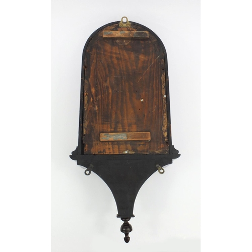 1308 - Walnut wall mounted bracket shaped clock with painted dial, 68cm long