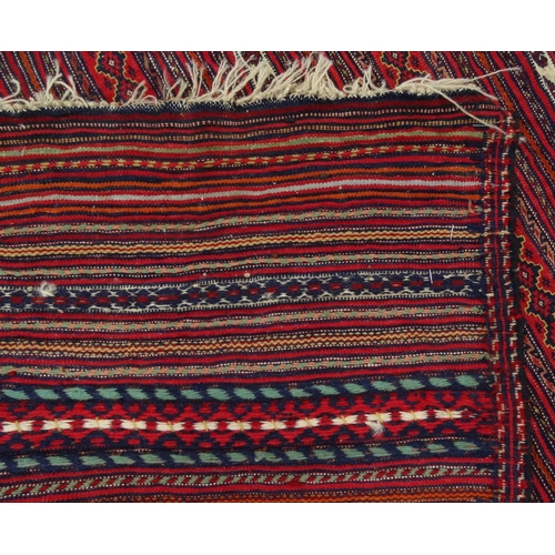 2007 - Rectangular Middle Eastern Qilim rug decorated with geometric lines, 170cm x 139cm