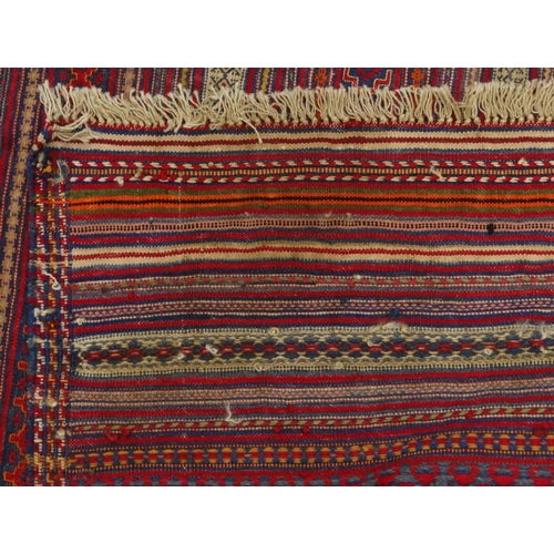 2024 - Rectangular Middle Eastern Qilim rug decorated with geometric lines, 190cm x 147cm