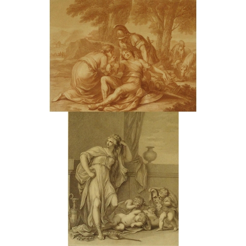 224 - Two F. Bartolozzi engravings - one titled 'Tancred and Erminia', both framed, the larger 30cm x 26cm... 