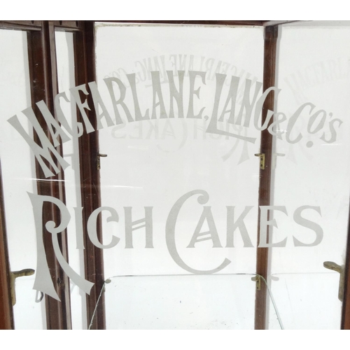 2047 - MacFarlane, Lang & Co's Rich Cakes glass advertising countertop display cabinet with C. Hawkes Ltd M... 