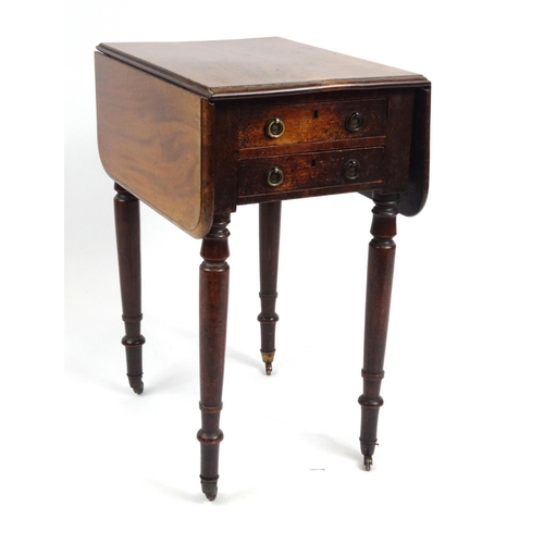 2039 - Victorian mahogany dropleaf work table with two frieze drawers, 68cm high x 82cm wide (when extended... 