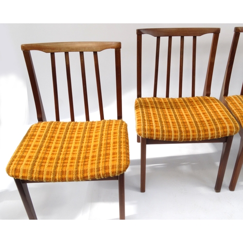 2052 - Set of four vintage teak dining chairs with upholstered seats