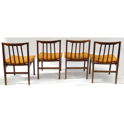 2052 - Set of four vintage teak dining chairs with upholstered seats
