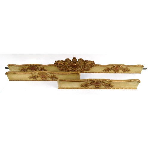 106 - Carved gilt wood pelmet, approximately 12ft long