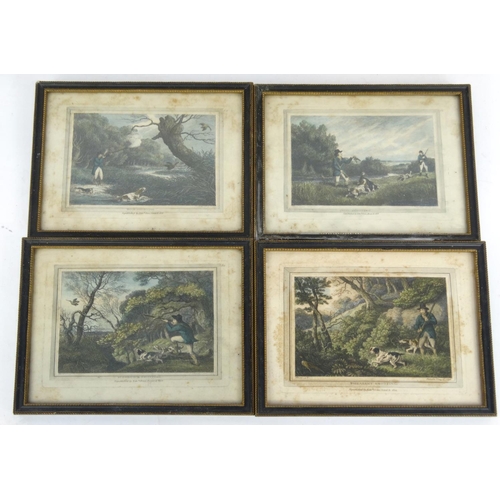 265 - Four Edwardian Orme hunting engravings, 13th Light Dragoons engraving and a tapestry