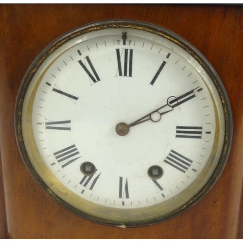 212 - Walnut cased mantel clock, 27cm high