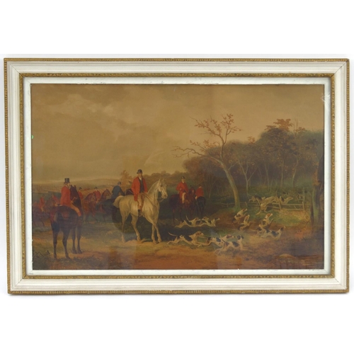 142 - Large framed W.J. Shayer hunting print, 69cm x 44cm excluding the frame