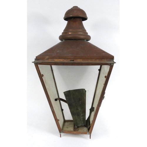 126 - Vintage copper street lantern, approximately 78cm high