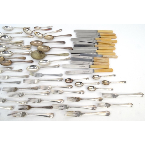 227 - Small selection of mostly silver plated cutlery, some with ivorine handles