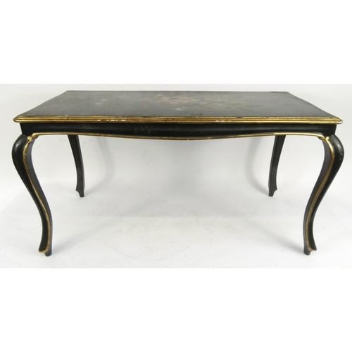 50 - Hand painted wooden coffee table with cabriole legs