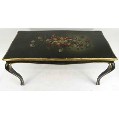 50 - Hand painted wooden coffee table with cabriole legs