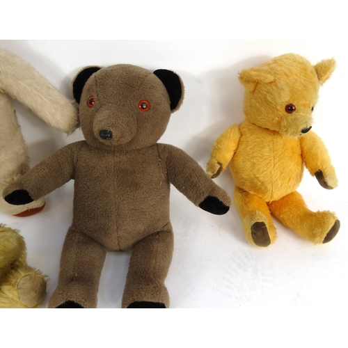 170 - Four teddy bears including a golden straw filled example with jointed limbs