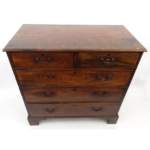 1 - Georgian oak five drawer chest, 106cm high x 109cm wide x 56cm deep