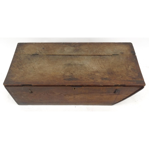 57 - Antique oak candle box, 90cm long