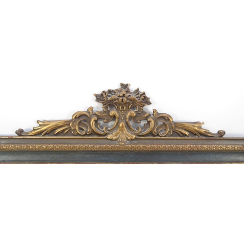 31A - Painted gilt and green bevel edged wall mirror, 75cm x 42cm