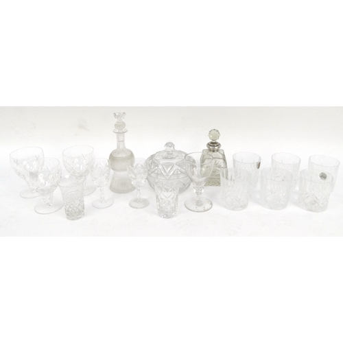171 - Small selection of crystal glasses including Stuart and Webb examples and a cut glass scent bottle w... 