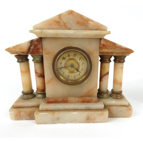 272 - Mahogany mantel clock, marble mantel clock and a miniature brass carriage clock