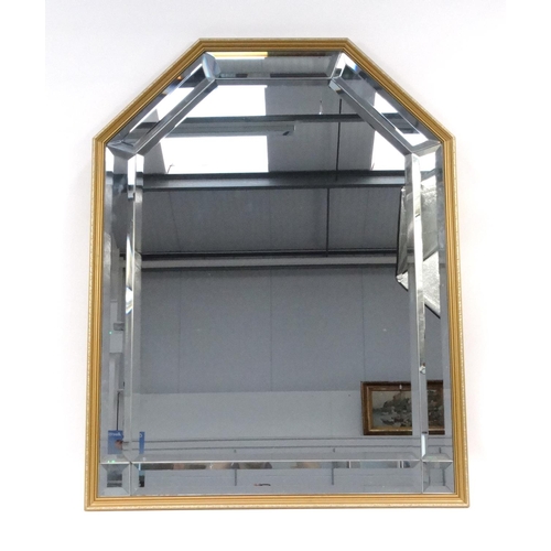 87 - Bevelled panel glass mirror with gilt frame, 87cm high x 67cm wide
