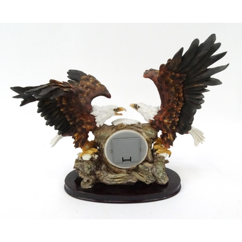 61 - The Jeweller Collection eagle desk clock, 33cm high