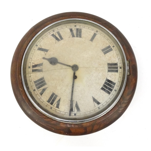122 - Circular oak cased wall clock, 39cm diameter