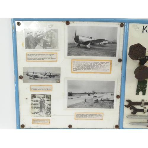 759 - Military interest wall display of objects and photographs