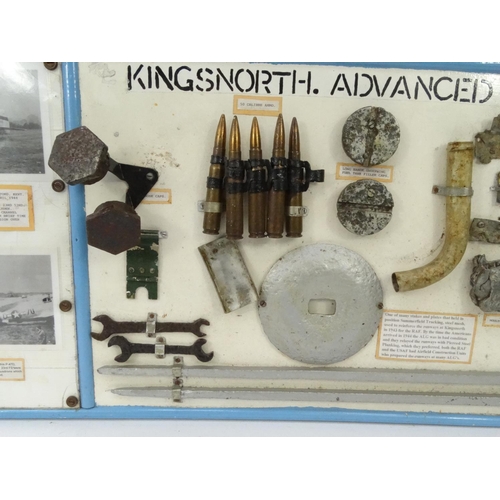 759 - Military interest wall display of objects and photographs