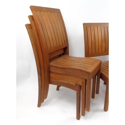 130 - Set of eight Lister teak garden chairs