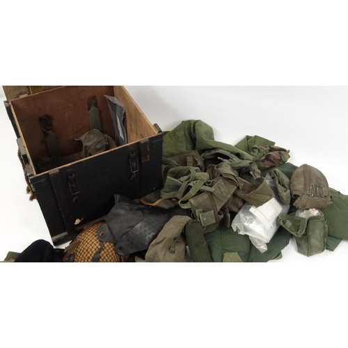 760 - Wooden crate of military army kit