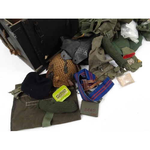 760 - Wooden crate of military army kit